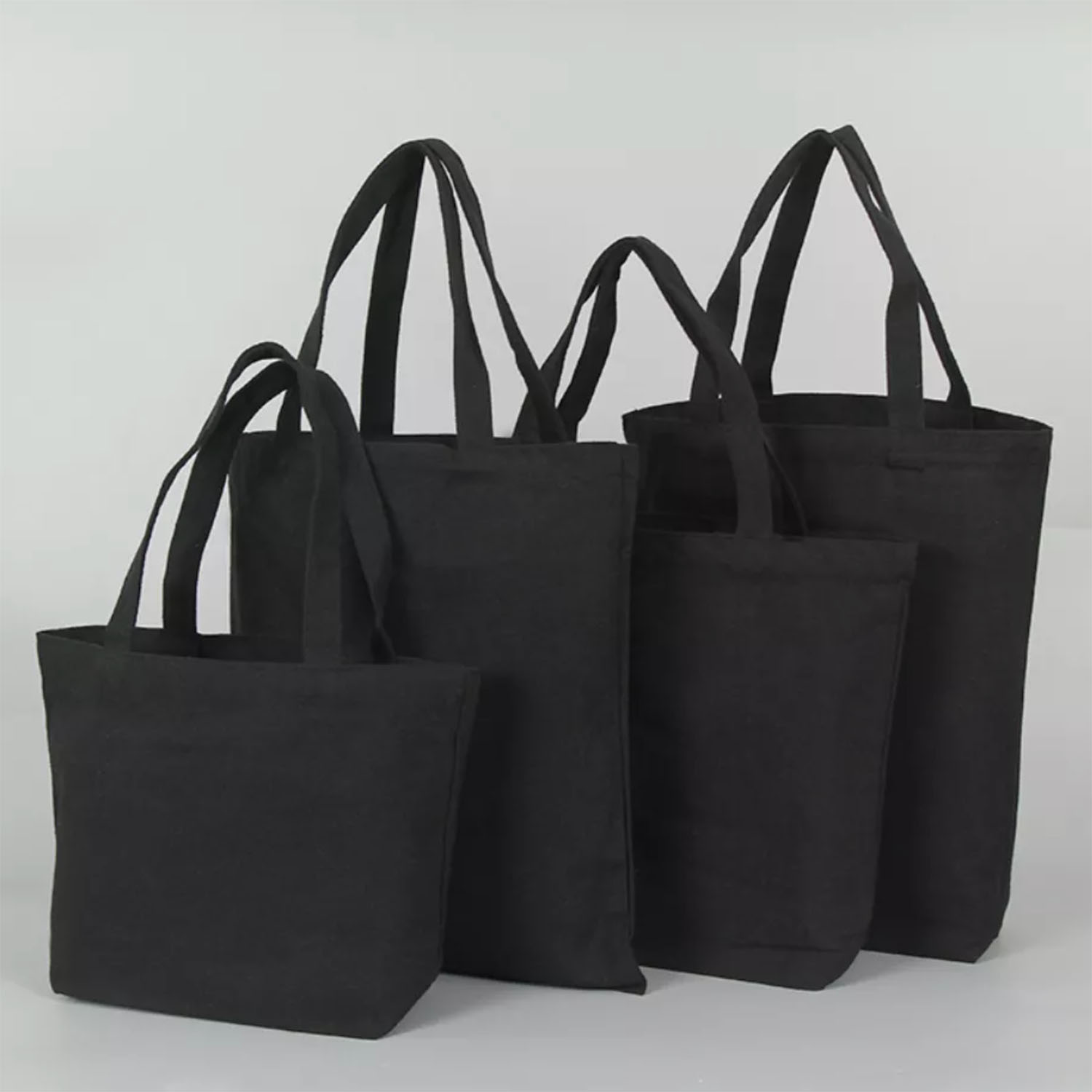 Black Cotton Canvas Tote Bags