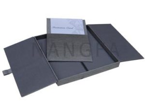 gray gatefold silk invitation box