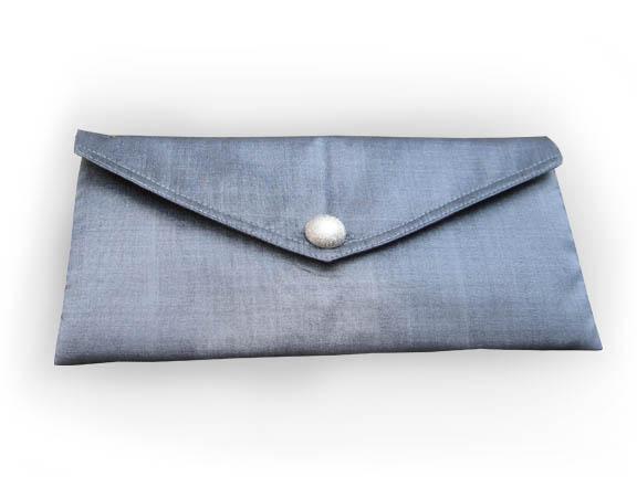 silver silk envelope for wedding and jewelry