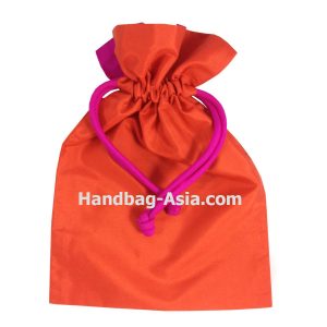 orange Thai silk drawstring bag