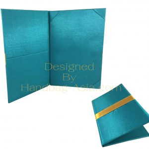 Teal color book folder with silk