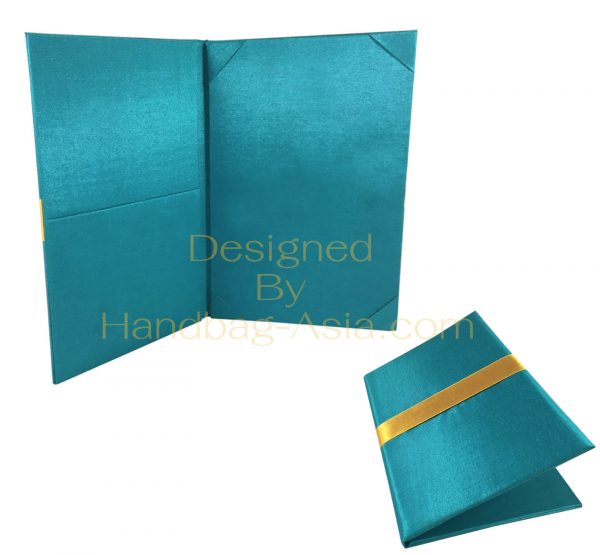 Teal color book folder with silk
