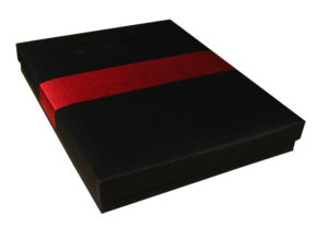 Black Thai silk gift box with red stripe