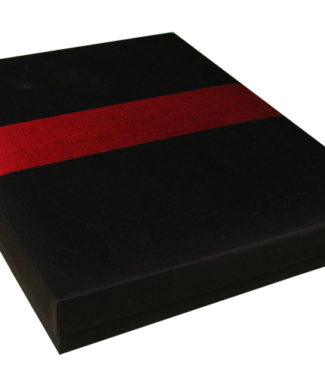 Black Silk Box With Organza Covered Lid & red Ribbon With Crystal ...