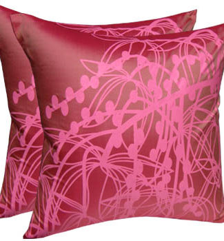 Pink silk screen cushion cover