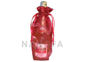 red organza wine bottle bag