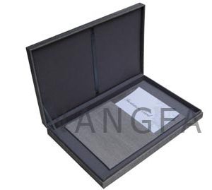 grey silk invitation box with hinged lid