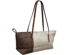 Hemp bag with shoulder leather handles