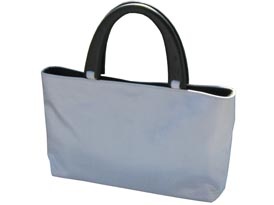 grey thai silk bag with wooden handle