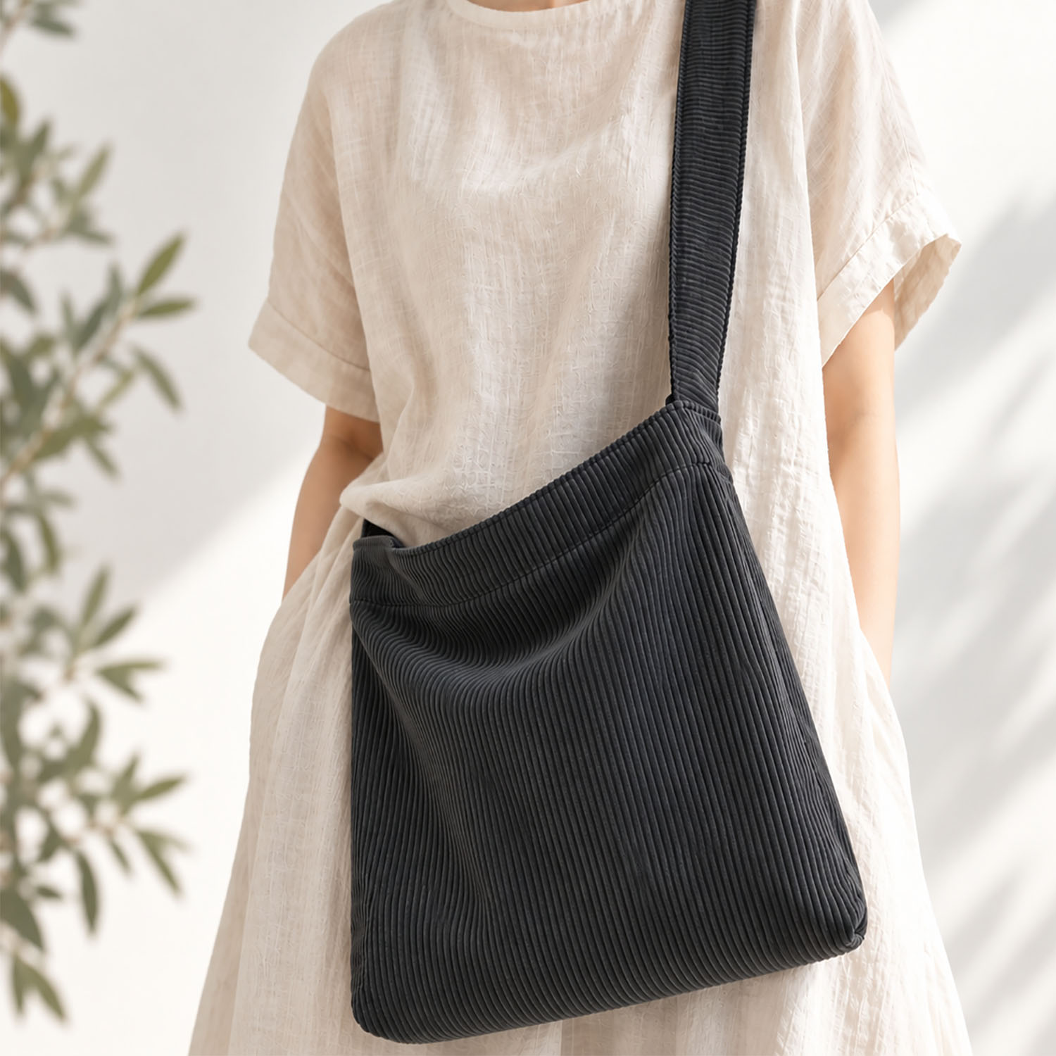 Custom Corduroy Crossbody Bag From Thailand