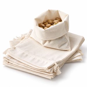 Customized cotton produce bags made from natural unbleached cotton