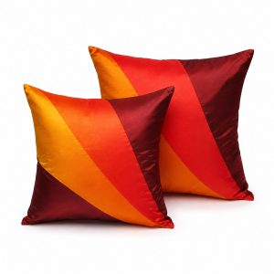 Handmade Red Orange Thai Silk Cushion Cover