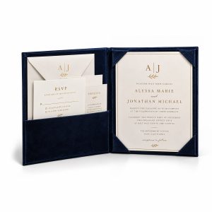 Navy Blue Velvet Invitation Folio