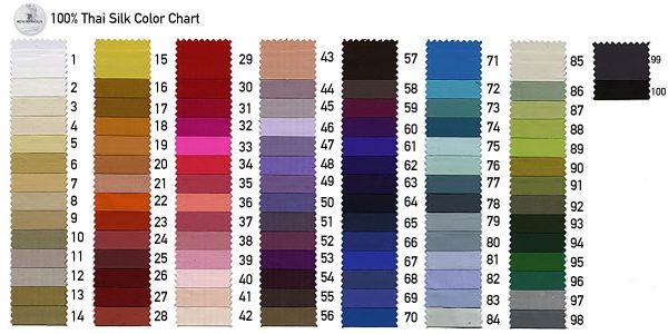 100% Thai silk color chart