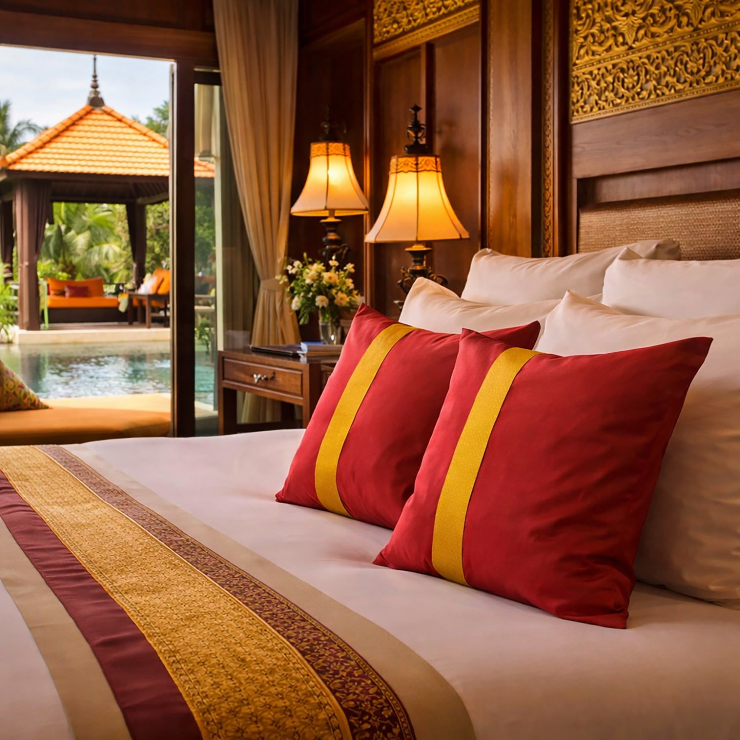 Thai silk cushion cover decoration example