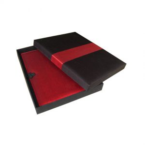 Beautiful black & red silk covered invitation box