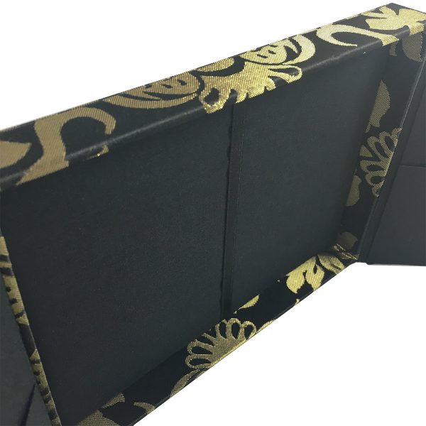 Black & Gold Brocade Gatefold Boxed Wedding Invitation - Image 2