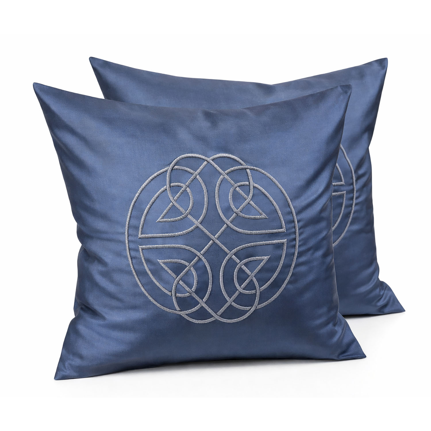 Dark grey Thai silk cushion with Celtic embroidery