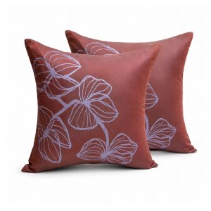 Dusty Terracotta Silk Cushion Cover | Lavender Floral Print