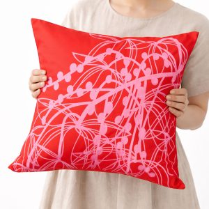 graphic printed vibrant red silk cushion cover