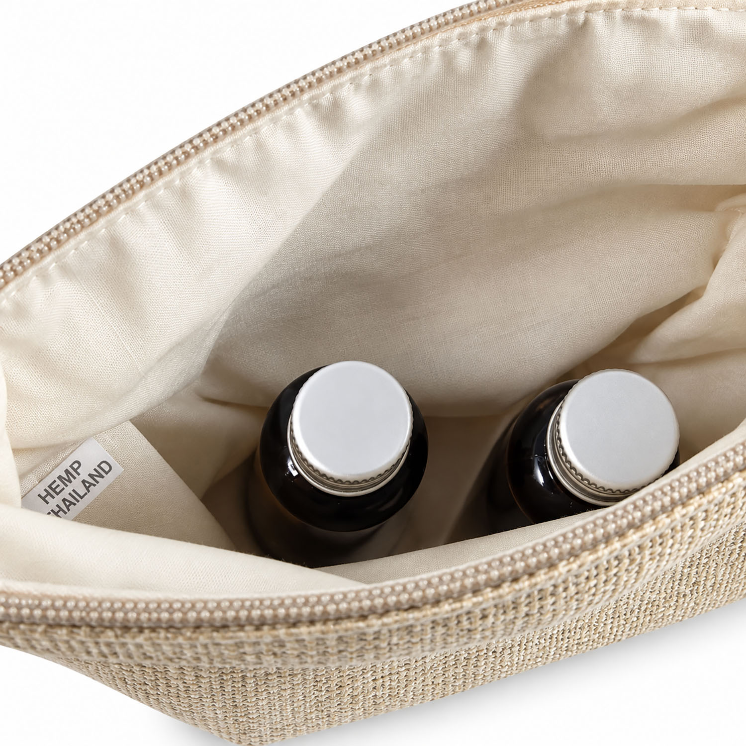 hemp cosmetic bag top view