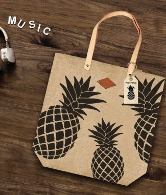 leather handle tote bag with print