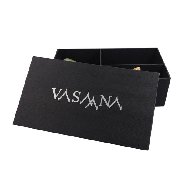 Silver logo printed black spa set packaging rigid box