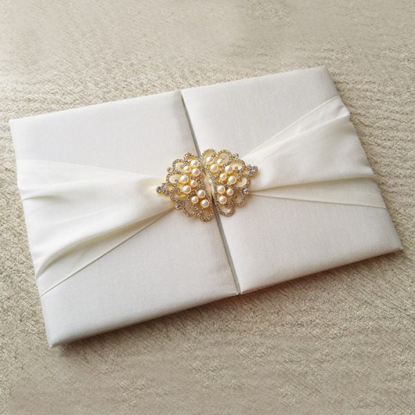 ivory silk gatefold invitation folio