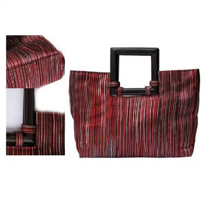 luxury silk handbags with wooden handle