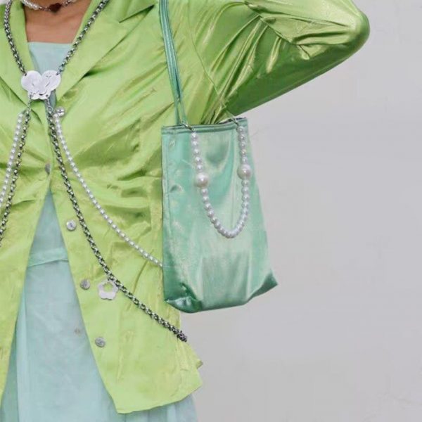 Silk bag in mint color from Thailand