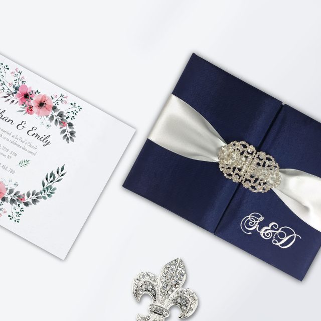 Monogram silk invitation