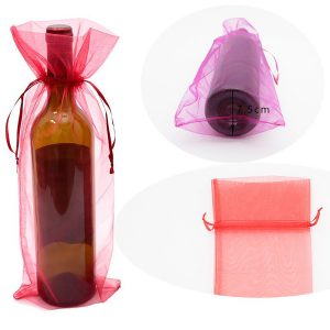 Organza wine bottle gift bag