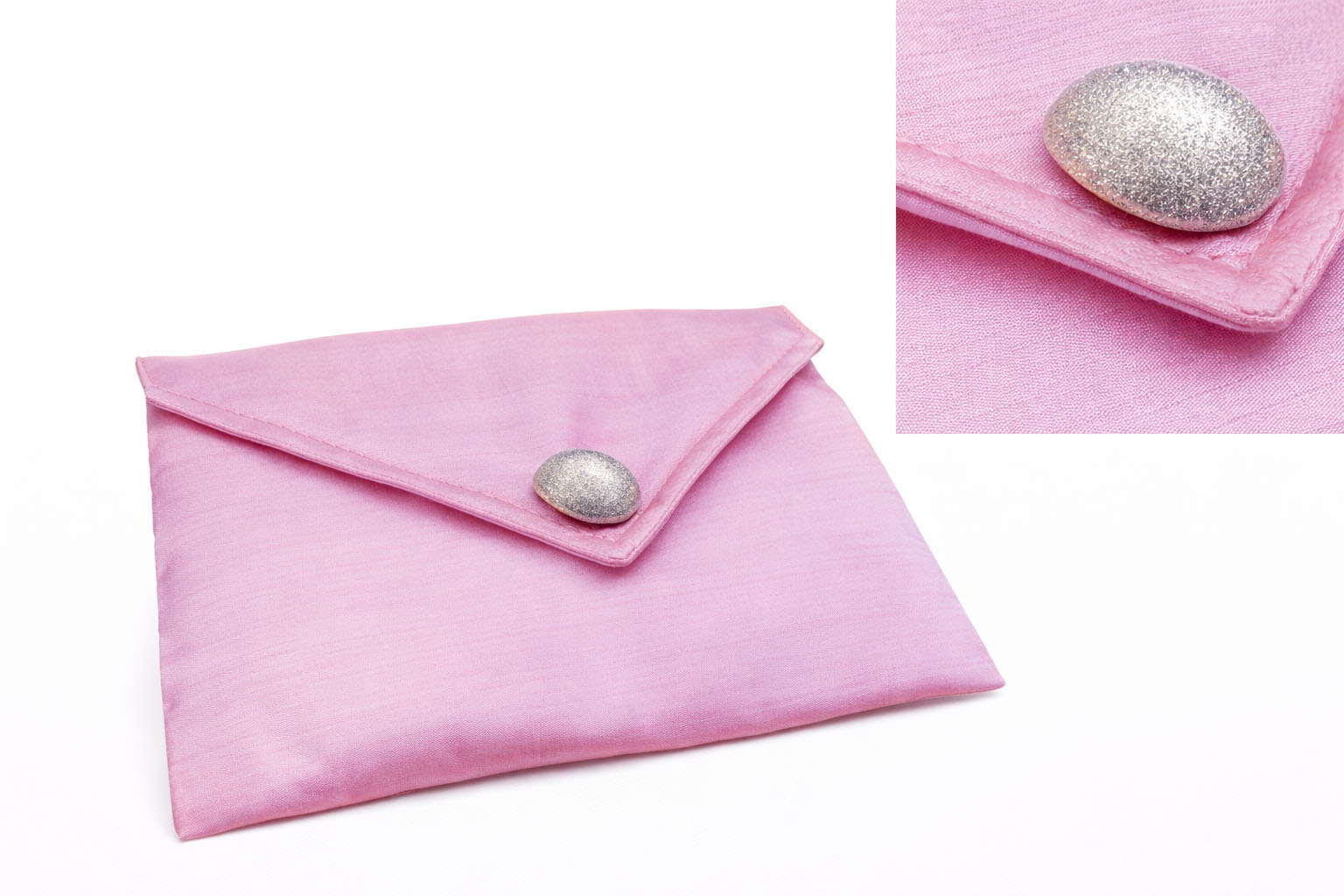 Padded pink silk envelope