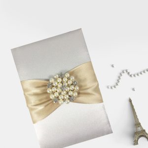 Pearl brooch embellished silk cards