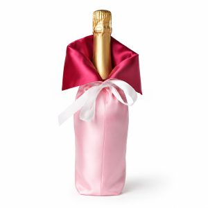 Pink satin wine bottle bag