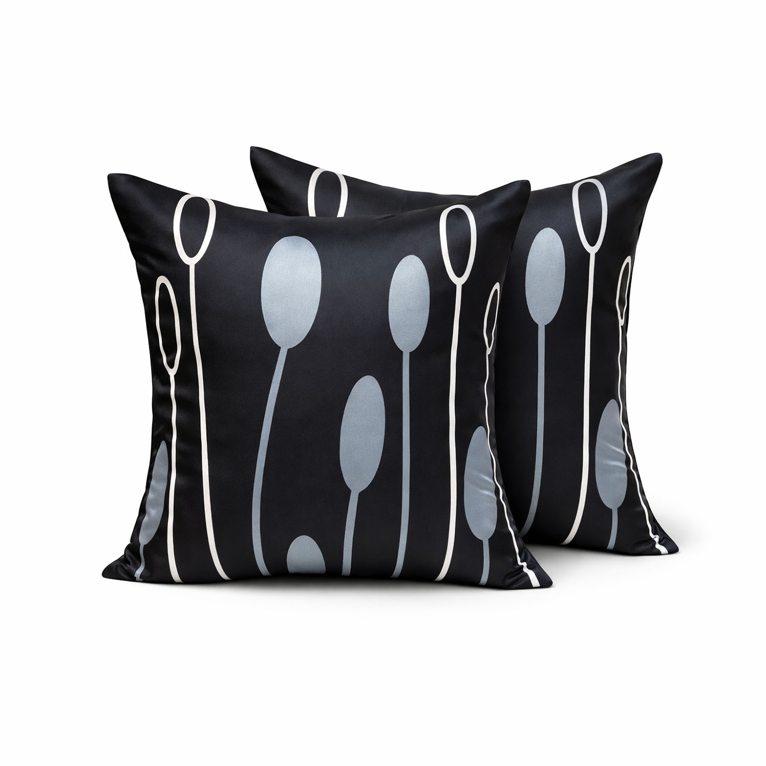 Printed black Thai silk cushion