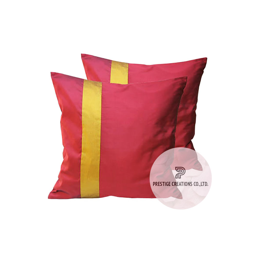 red silk cushion cover