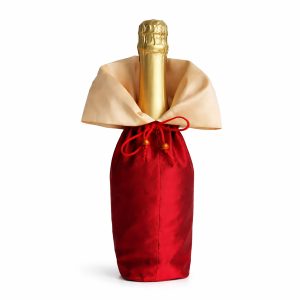 Red silk wine bottle bag