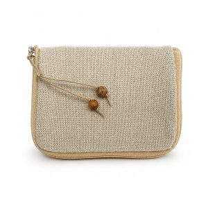 Small zippered beige hemp purse