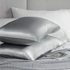 Silver taffeta silk cushion cover
