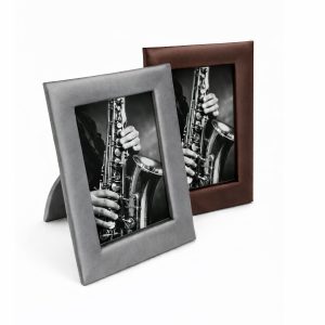 Thai silk photo frame in grey and chocolate color