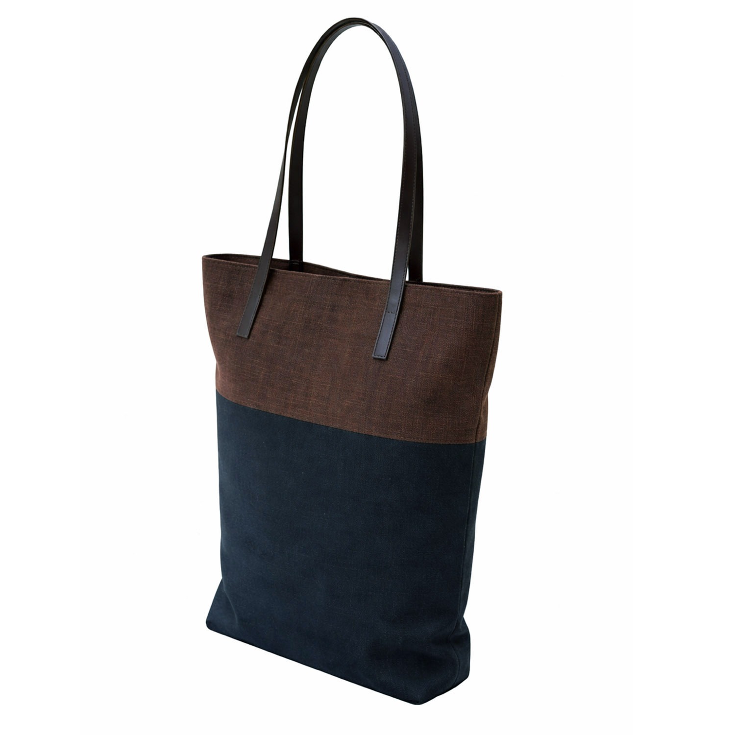 Hemp tote bag with cow hide leather shoulder handle