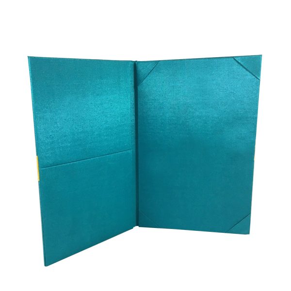 Teal silk wedding invitation folio