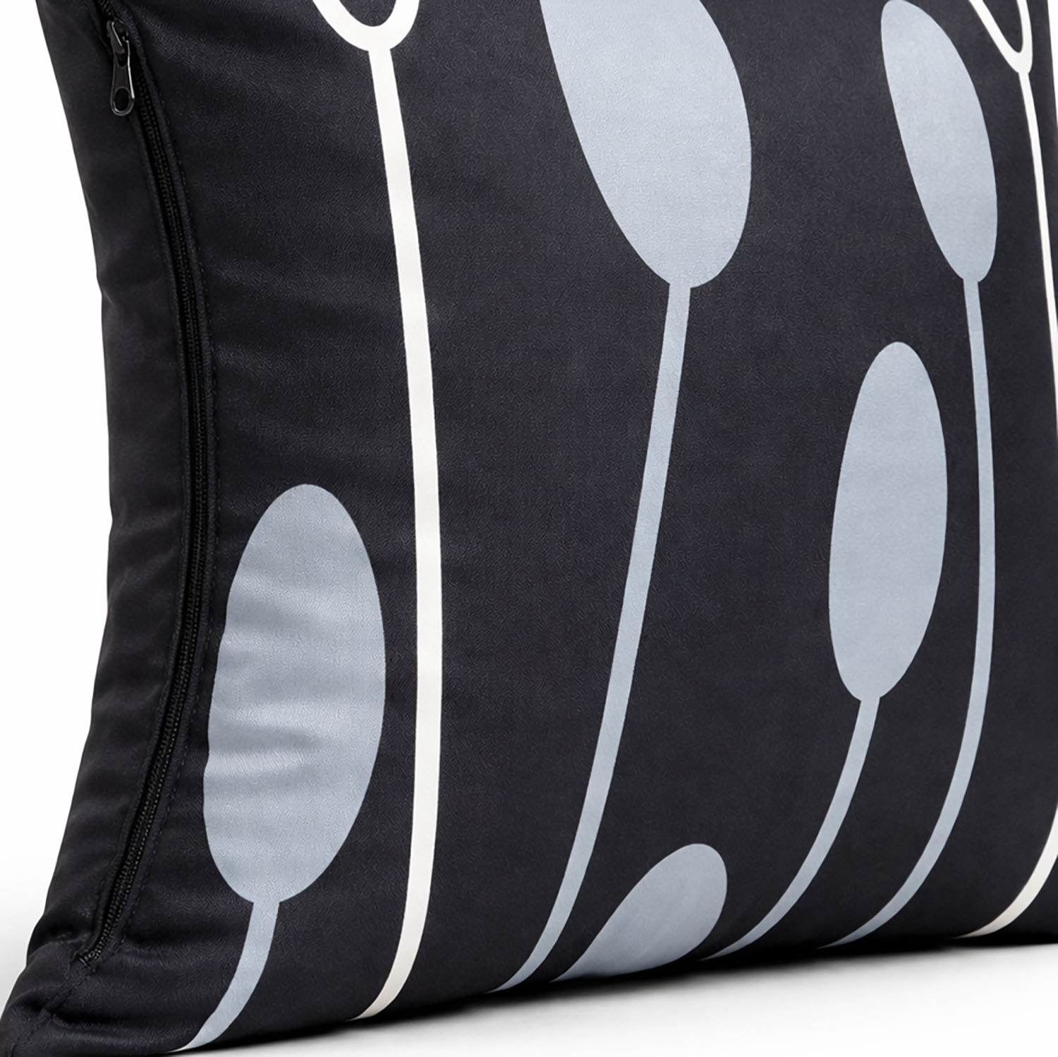 Zipper closure black Thai silk cushion