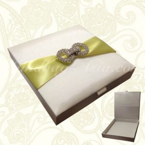 Embellished ivory high-end wedding box with hinged lid