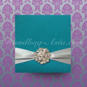 luxury wedding invitation card holder with brooch