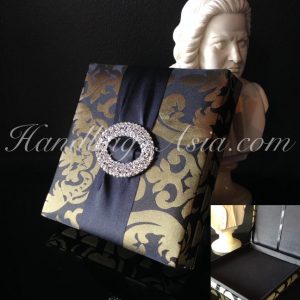 brocade silk wedding box with large buckle embellishment