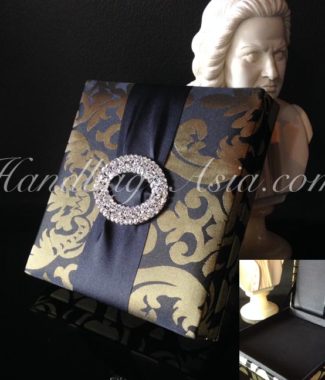 brocade silk wedding box with large buckle embellishment