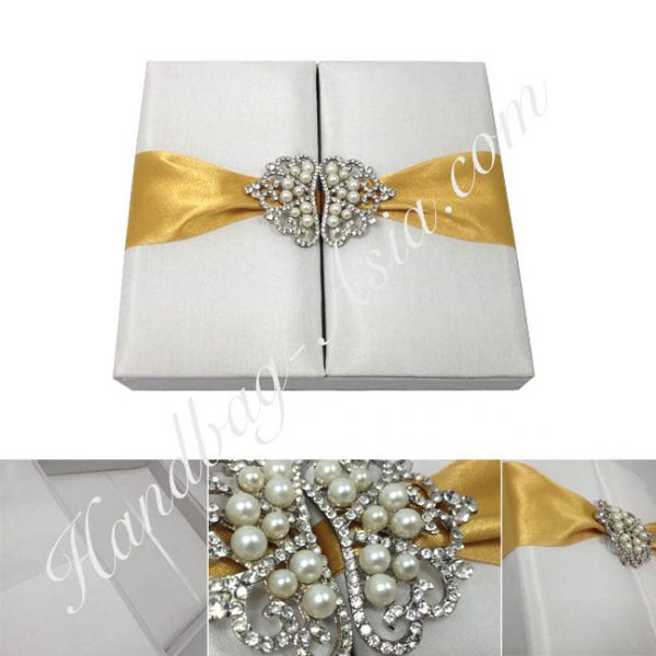 pearl brooch embellished luxury wedding box