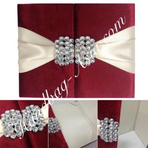 Luxury Velvet Couture Wedding Invitation With Large Pair Brooches